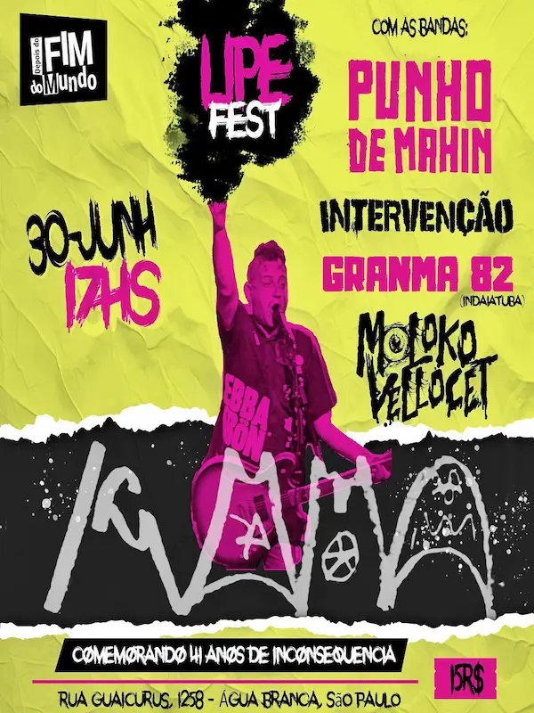 Cartaz de show em São Paulo, 30 de junho de 2024 às 17:00